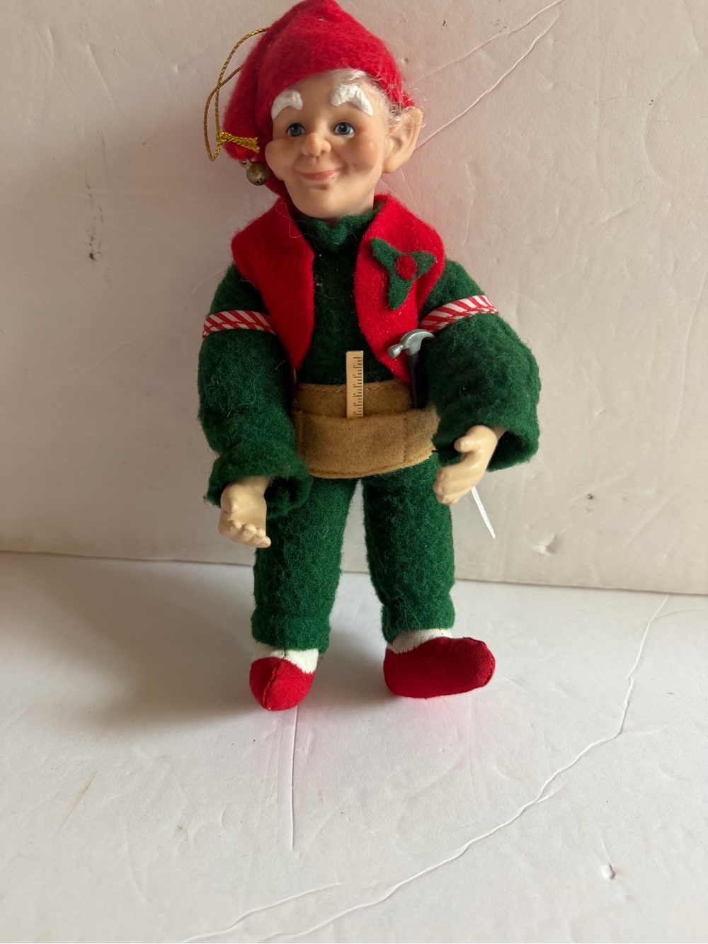 Santas Workshop Elf Tool Belt Ornament 9" Holiday Creations 1998 Posable Arms